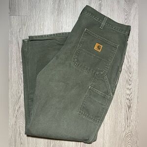 Y2k Carhartt Men’s Duck Carpenter Pants 36x32 Moss Green Dungaree Fit vintage